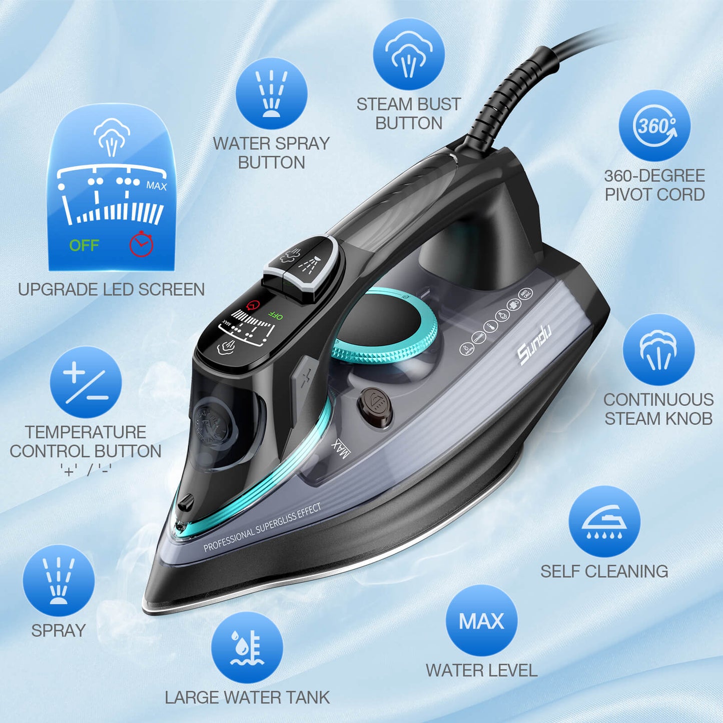 Sundu Steam Iron for Clothes 1700W