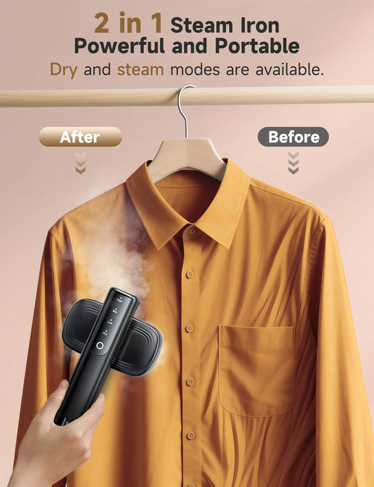 Travel Steamer for Clothes, Portable Handheld Design, Clothing Wrinkles Remover, Strong Penetrating Steam, 1200W Powerful 2 In 1 Steamer & Iron, 100ml Big Capacity, Home, Office, Travel