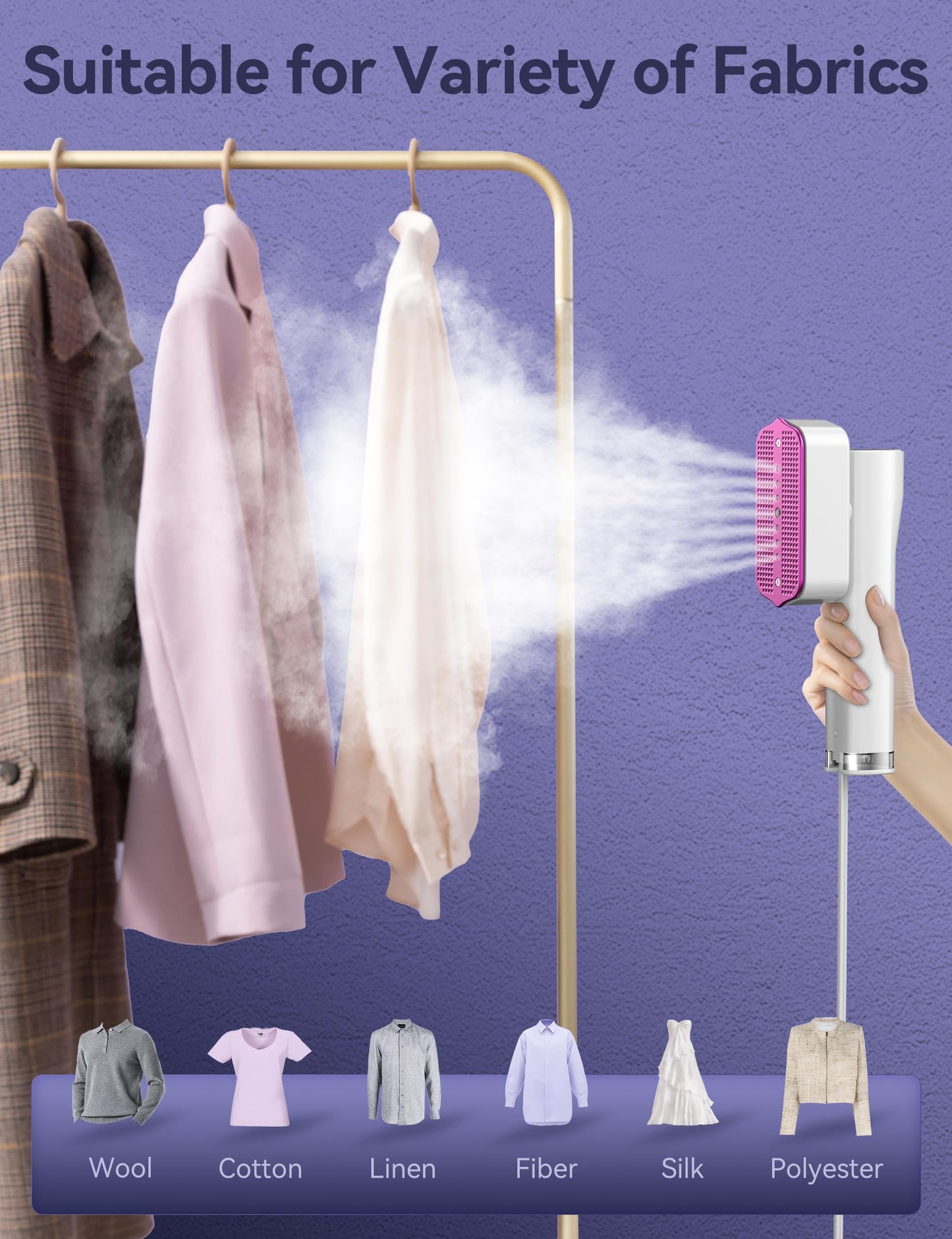 White Portable 2 In 1 Travel Handheld Garment Steamer for Clothes