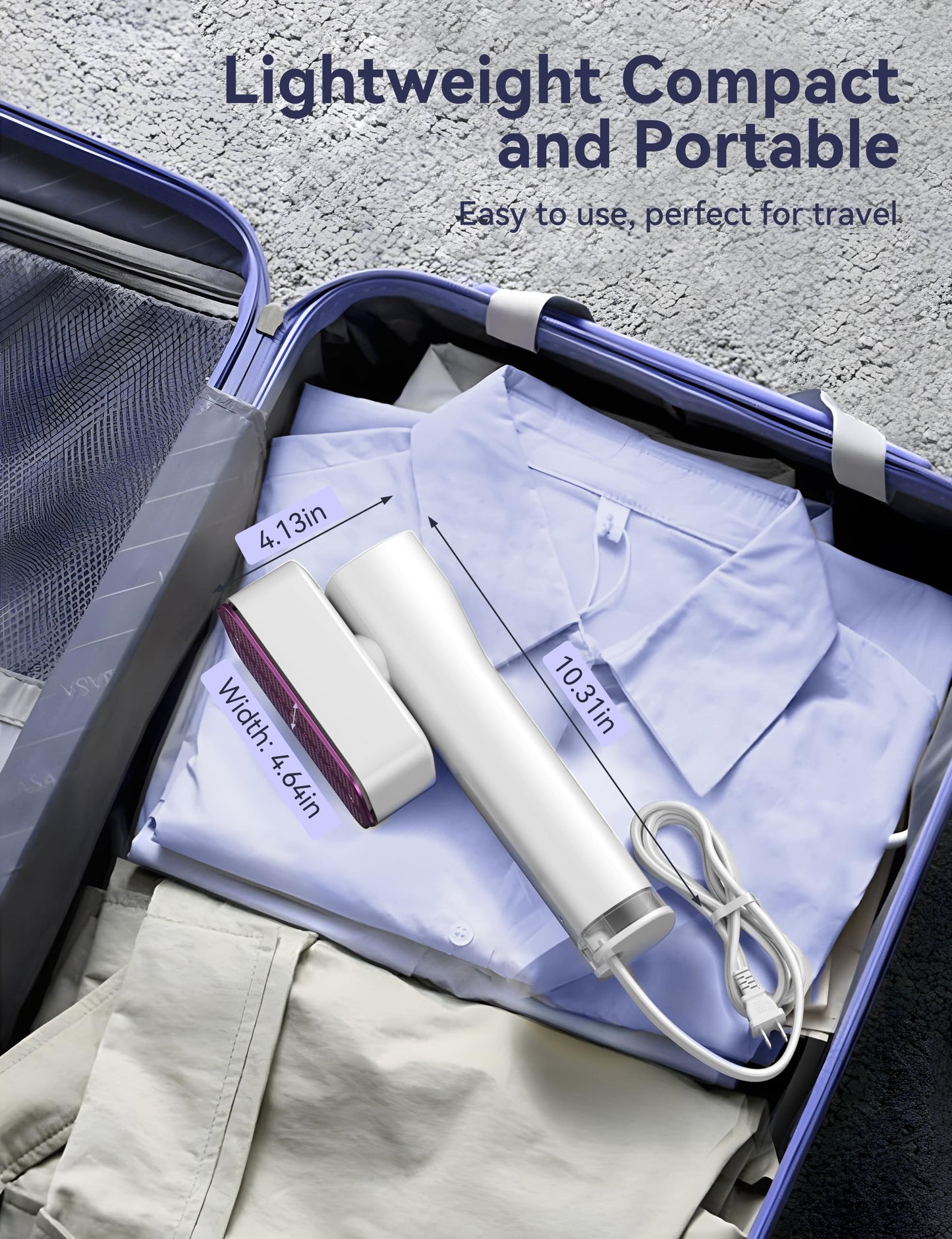 White Portable 2 In 1 Travel Handheld Garment Steamer for Clothes