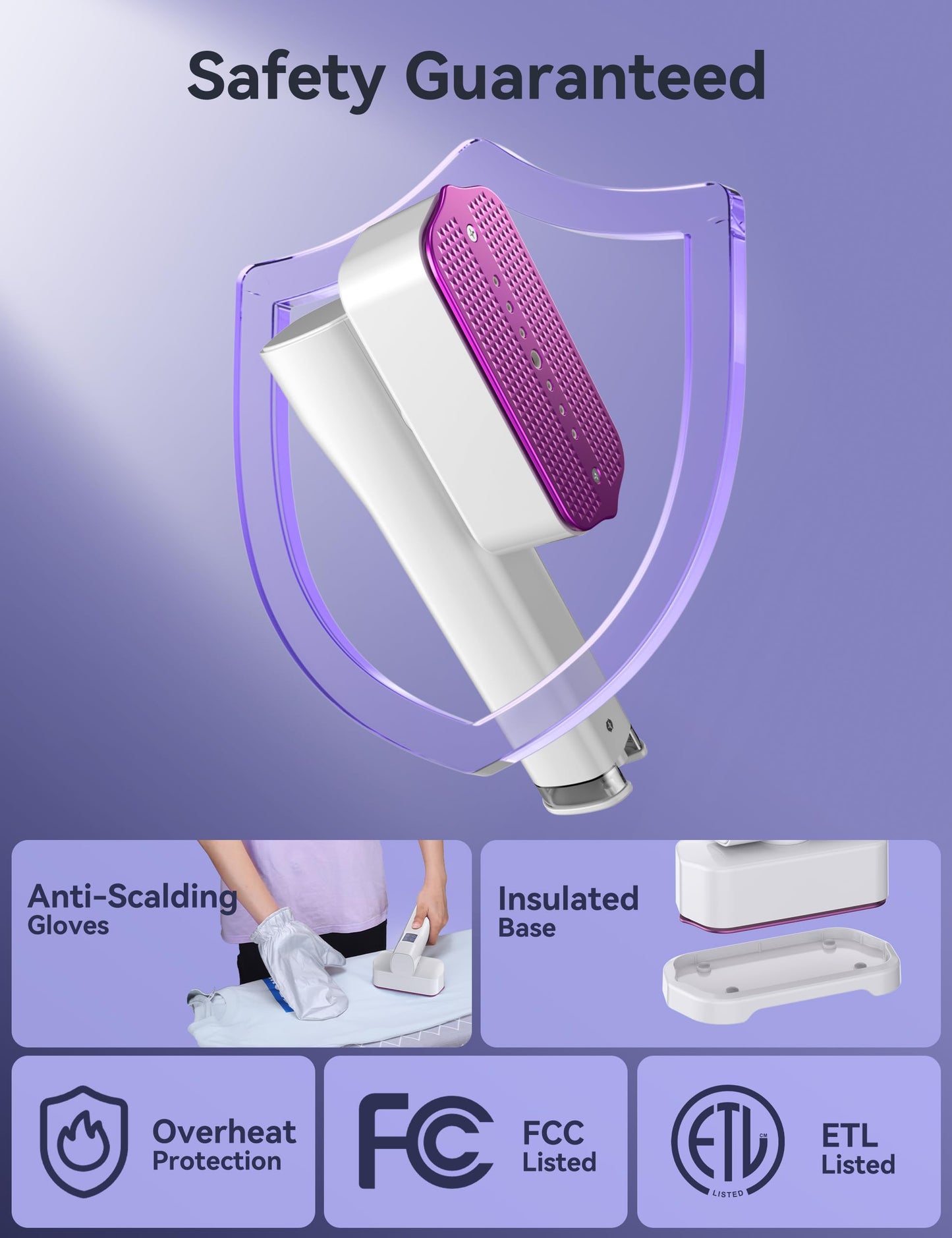 White Portable 2 In 1 Travel Handheld Garment Steamer for Clothes