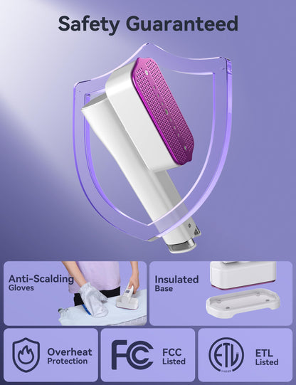 White Portable 2 In 1 Travel Handheld Garment Steamer for Clothes