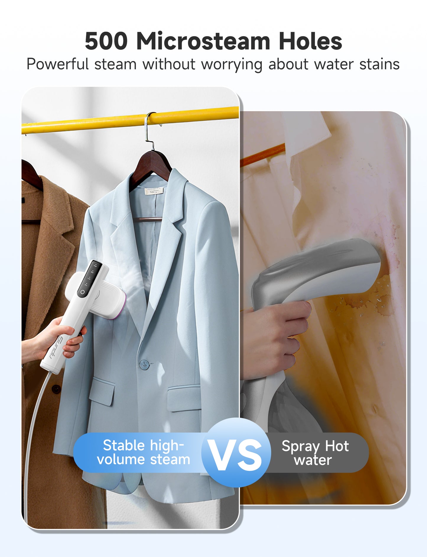 Steamer for Clothes, 2-in-1 Travel Steamer & Iron for Clothes, Portable Handheld Garment Steamer, 15s Fast Heat-up, 1200W, Large Ceramic Heat Panel, Quick Wrinkle Removal, Travel & Home Use